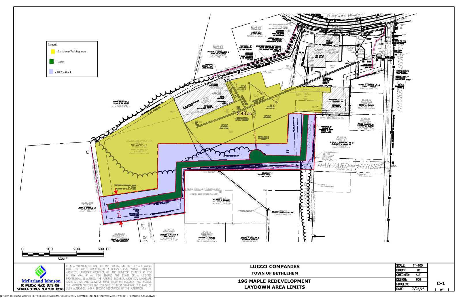 196 Maple Ave - New Laydown Area Limits