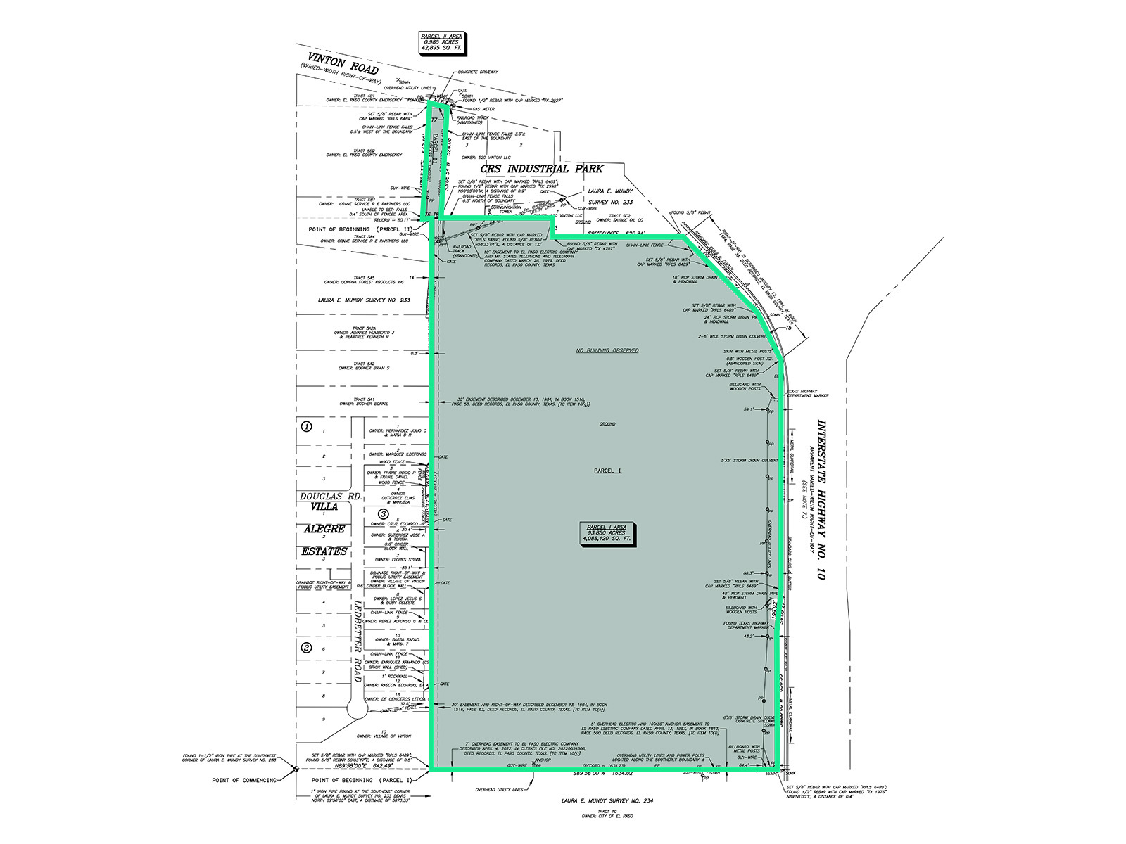 SWQ of Interstate 10 & Vinton Road - Land Survey