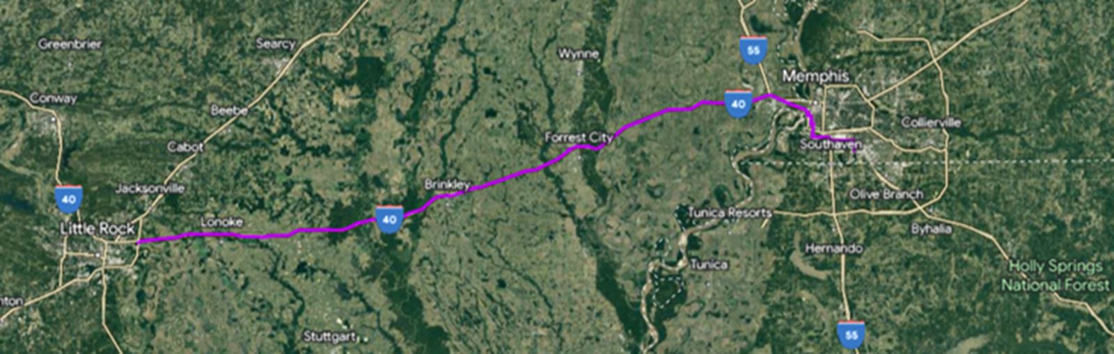 Little Rock to Memphis